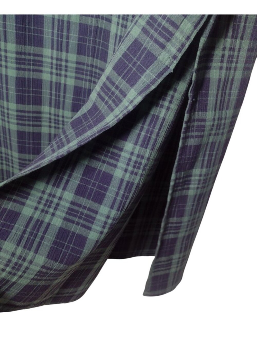 Vintage Sag Harbor Tartan Plaid Maxi Jumper Dress 12 Academia Side Slits Crinkle - Picture 6 of 8